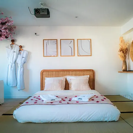 Nuit Romantique, Avec Jacuzzi Et Cinema Prive Au Design Japandi Apartment Guebwiller